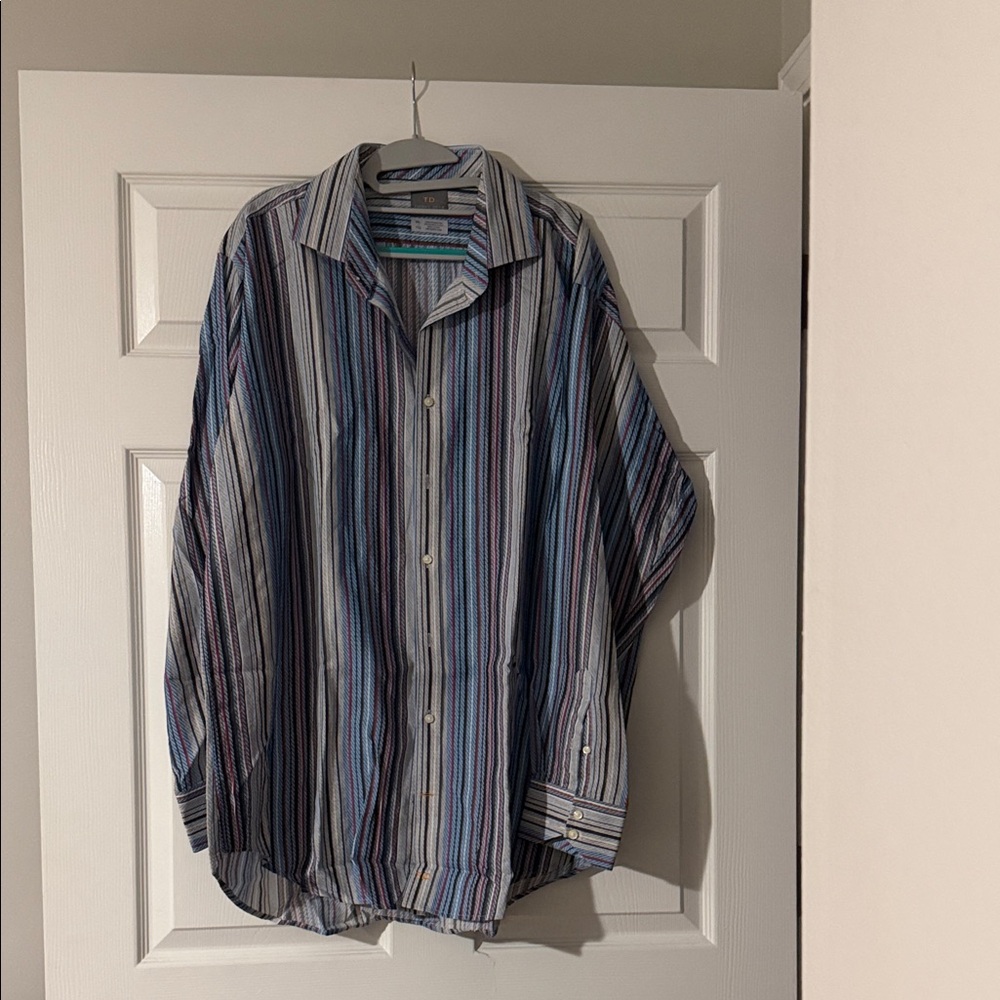 Thomas Dean Multicolor Striped Button Down Shirt